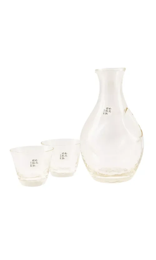Amber Ice Pocket Sake Carafe and Two Cup Set