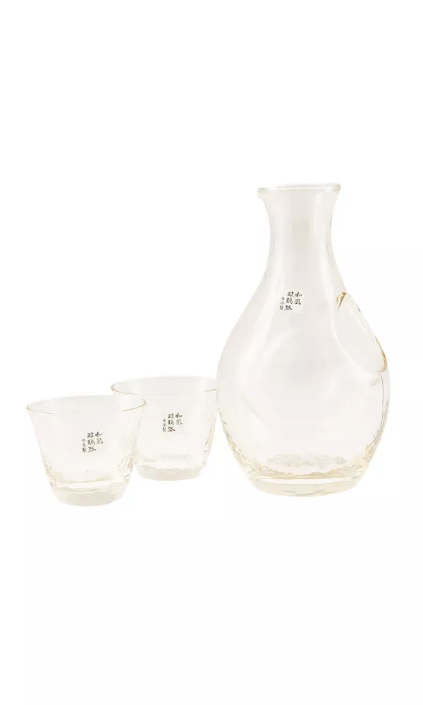 TOP75776.webp Amber Ice Pocket Sake Carafe and Two Cup Set